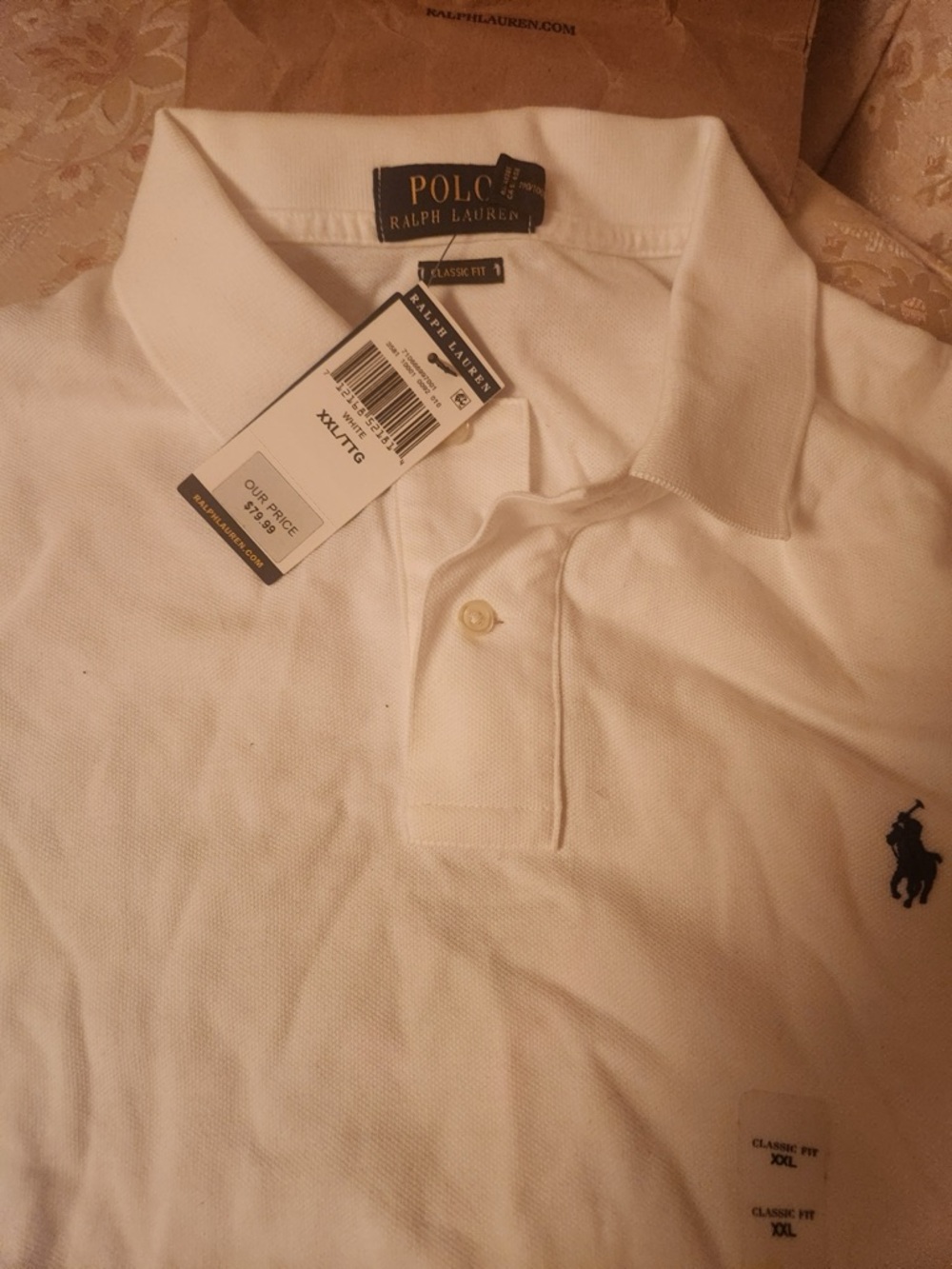 Polo by Ralph Lauren White Men's Polo with Navy Pony Emblem